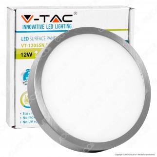 V-Tac VT-1205SN RD Pannello LED Rotondo 12W SMD Satinato con Driver -