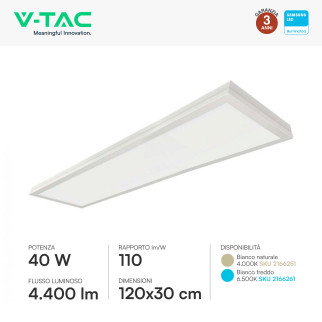 V-Tac Pro VT-6147 6 Pannelli LED Rettangolari 120x30 40W