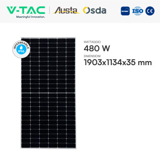 Pannelli Fotovoltaici 480W TIER 1 TOPCon IP68 V-Tac Austa Osda