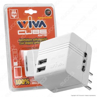 Wiva Adattatore Doppio Salvaspazio con 2 Uscite USB Colore Bianco -