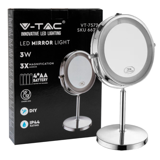V-Tac VT-7572 Lampada LED 3W Specchio Ingrandimento 3x in Plastica V-Tac VT-7572 Lampada LED 3W Specchio Ingrandimento 3x in Plastica