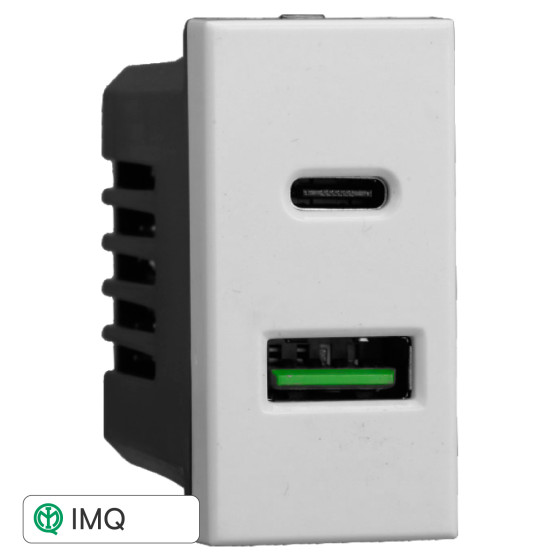 PRESA USB 2 IN 1 USB+TYPE-C 3.1AMH - modello AB3002 PRESA USB 2 IN 1 USB+TYPE-C 3.1AMH - modello AB3002