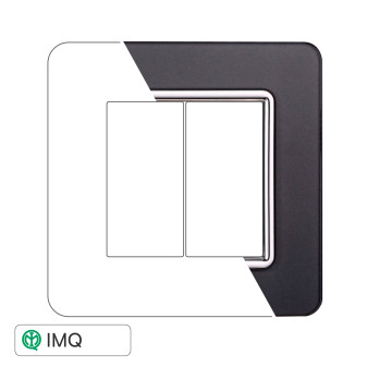 PLACCA VETRO 2P ACCIAIO SCURO - modello EV84210