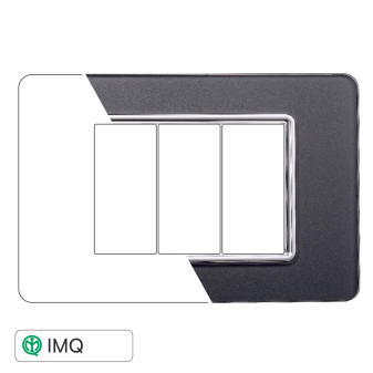 PLACCA VETRO 3P ACCIAIO SCURO - modello EV84310
