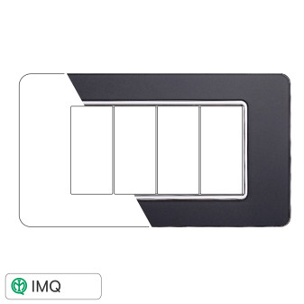 PLACCA VETRO 4P ACCIAIO SCURO - modello EV84410