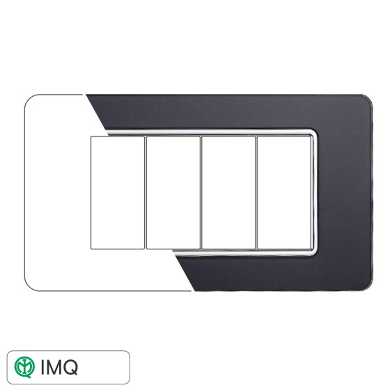 PLACCA VETRO 4P ACCIAIO SCURO - modello EV84410 PLACCA VETRO 4P ACCIAIO SCURO - modello EV84410