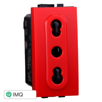 PRESA BIPASSO ROSSO 2+T 16A - modello LN2016