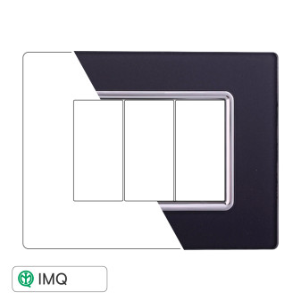 PLACCA VETRO 3P ACCIAIO SCURO - modello LN84310