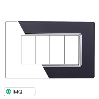 PLACCA VETRO 4P ACCIAIO SCURO - modello LN84410