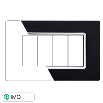 PLACCA ALLUMINIO 4P NERO - modello LN86402