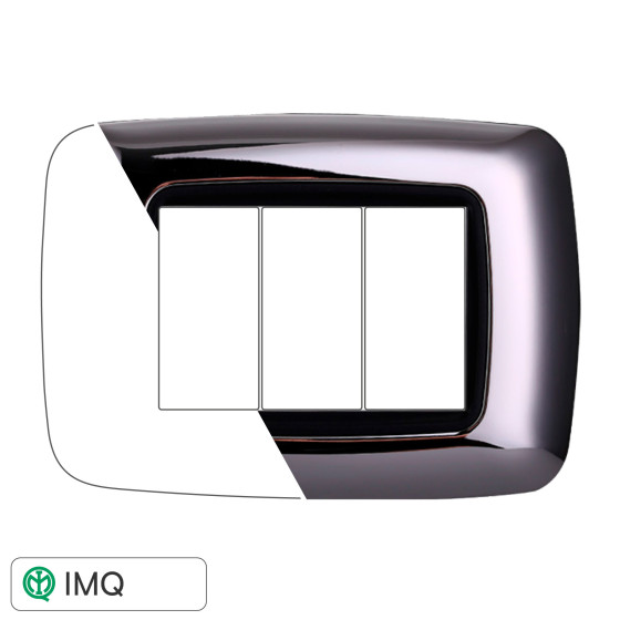 PLACCA PLASTICA 3P BOMBATA CROMATO LUCIDO - modello LN88313 PLACCA PLASTICA 3P BOMBATA CROMATO LUCIDO - modello LN88313