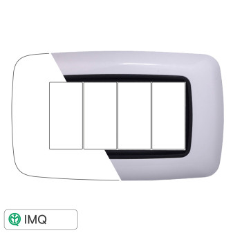PLACCA PLASTICA 4P BOMBATA BIANCA - modello LN88401