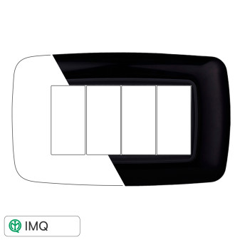PLACCA PLASTICA 4P BOMBATA NERO - modello LN88402