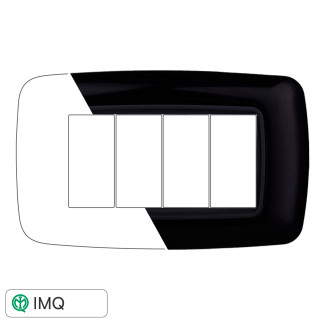 PLACCA PLASTICA 4P BOMBATA NERO - modello LN88402
