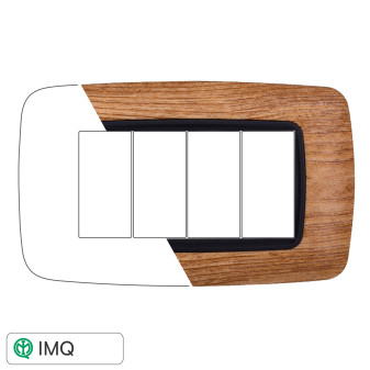 PLACCA PLASTICA 4P BOMBATA LEGNO SCURO - modello LN88405