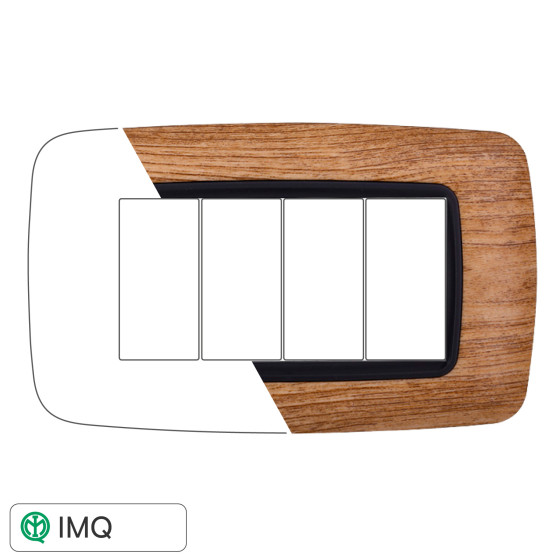 PLACCA PLASTICA 4P BOMBATA LEGNO SCURO - modello LN88405 PLACCA PLASTICA 4P BOMBATA LEGNO SCURO - modello LN88405