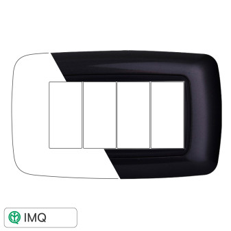PLACCA PLASTICA 4P BOMBATA ACCIAIO SCURO - modello LN88407