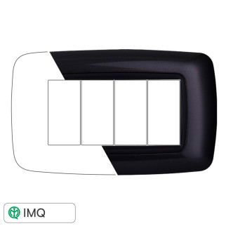 PLACCA PLASTICA 4P BOMBATA ACCIAIO SCURO - modello LN88407
