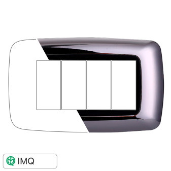PLACCA PLASTICA 4P BOMBATA CROMATO LUCIDO - modello LN88413