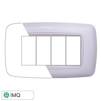 PLACCA PLASTICA 4P BOMBATA BIANCA - modello LN88418