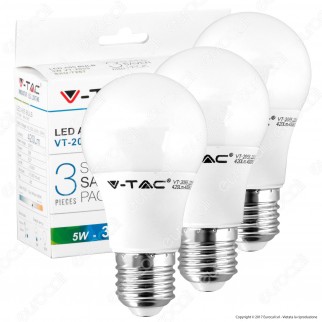 V-Tac VT-2055 Super Saver Pack Confezione 3 Lampadine LED E27 5W Bulb