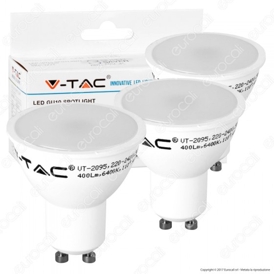 V-Tac VT-2095 Super Saver Pack Confezione 3 Faretti LED GU10 5W Spotlight - SKU 7270 / 7271