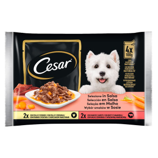 Cibo per Cani con Pollo e Manzo Cesar Selezione in Salsa