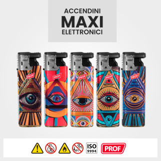 Accendini Maxi Elettronici Turbo Prof Fantasia Illuminati da 50