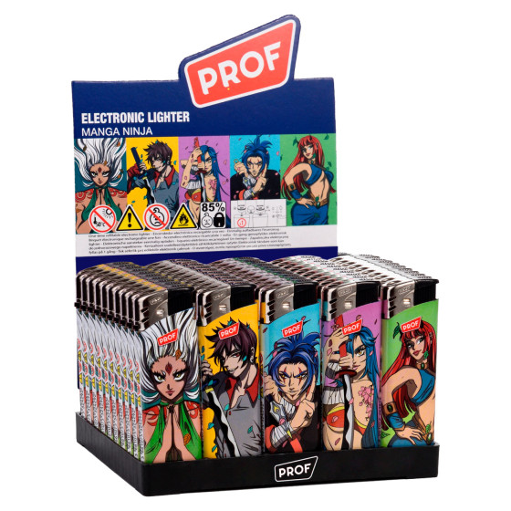 Accendini Maxi Elettronici Prof Fantasia Manga Ninja Box da 50 Accendini Maxi Elettronici Prof Fantasia Manga Ninja Box da 50