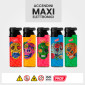 Immagine 2 - Prof Maxi Accendino Elettronico Grande con Fantasia Color Skull - Serie da 5 Accendini