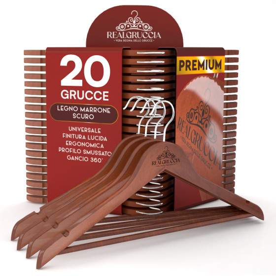 RealGruccia Grucce in Legno Naturale Colore Marrone Scuro 22x45cm RealGruccia Grucce in Legno Naturale Colore Marrone Scuro 22x45cm
