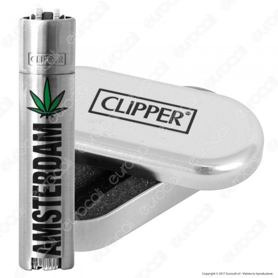 Clipper Metal Large in Metallo Fantasia Amsterdam Leaf - 1 Accendino Clipper Metal Large in Metallo Fantasia Amsterdam Leaf - 1 Accendino