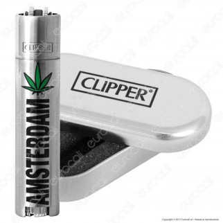 Clipper Metal Large in Metallo Fantasia Amsterdam Leaf - 1 Accendino