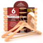 Immagine 1 - RealGruccia Grucce in Legno Naturale a Spalla Larga Barra Portapantaloni e Gancio Girevole 360° 24x45cm - Confezione da 6 Grucce