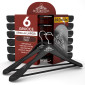 RealGruccia Grucce in Legno Naturale a Spalla Larga Colore Nero con Barra Portapantaloni 24x45cm - Confezione da 6 Grucce