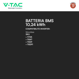 V-Tac Batteria BMS LiFePO4 51,2V 200Ah 10,24kWh