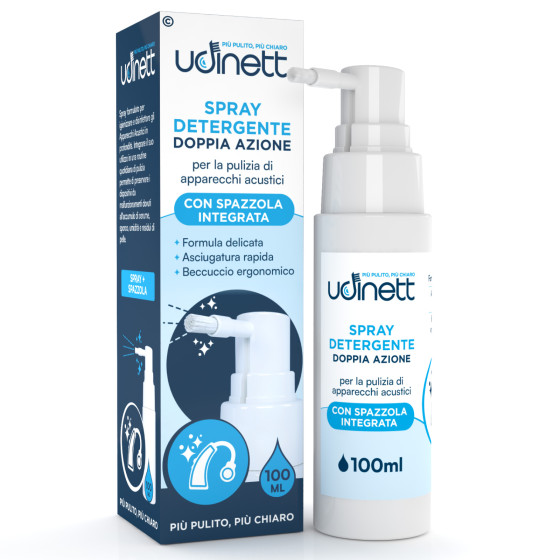 Udinett Spray Detergente per Pulizia Apparecchi Acustici 100ml Udinett Spray Detergente per Pulizia Apparecchi Acustici 100ml