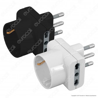 Wiva Adattatore Triplo con Presa Schuko e Spina 16A - Colore Bianco o