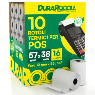 DuraRoooll Rotoli Carta Termica POS 16m Ø38x57mm