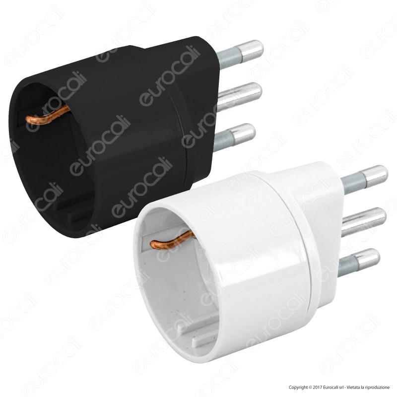 Wiva Adattatore Singolo Schuko con Spina 16A - Colore Bianco o Nero -