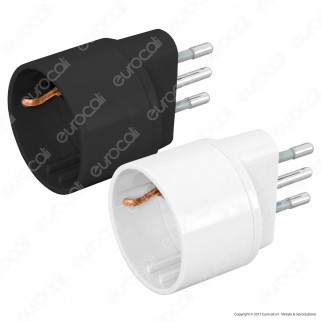Wiva Adattatore Singolo Schuko con Spina 10A - Colore Bianco o Nero -