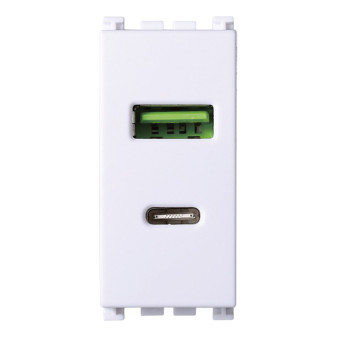 PRESA USB 2 IN 1 USB+TYPE-C 3.1AMH BIANCO - modello VA3002B