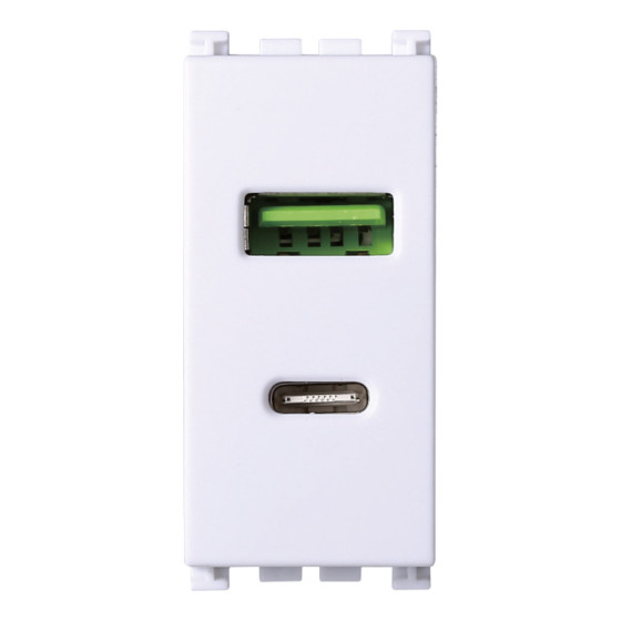 PRESA USB 2 IN 1 USB+TYPE-C 3.1AMH BIANCO - modello VA3002B PRESA USB 2 IN 1 USB+TYPE-C 3.1AMH BIANCO - modello VA3002B