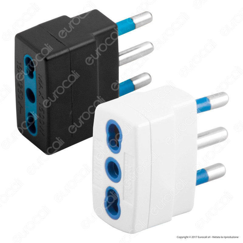 Wiva Adattatore Singolo Bivalente con Spina 16A - Colore Bianco o