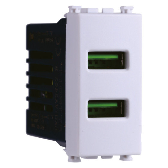 PRESA USB 2POSTI 2.1AMH BIANCO - modello VA2402B PRESA USB 2POSTI 2.1AMH BIANCO - modello VA2402B