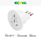 Immagine 2 - Ecova Adattatore Universale da Viaggio 2300W Spina Standard Italiana 10A 2P+T Colore Bianco - mod. 30199