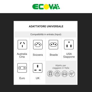 Ecova Adattatore Universale Spina Standard Italiana 10A 2P+T
