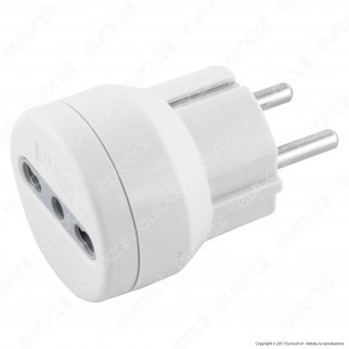 Wiva Adattatore Singolo Bivalente con Spina Schuko - Colore Bianco -