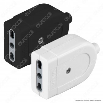 Wiva Presa Singola Bivalente 10/16A - Colore Bianco o Nero - mod.