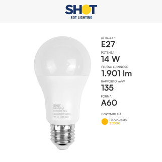 Bot Lighting Lampadina LED E27 14W Goccia A60 SMD